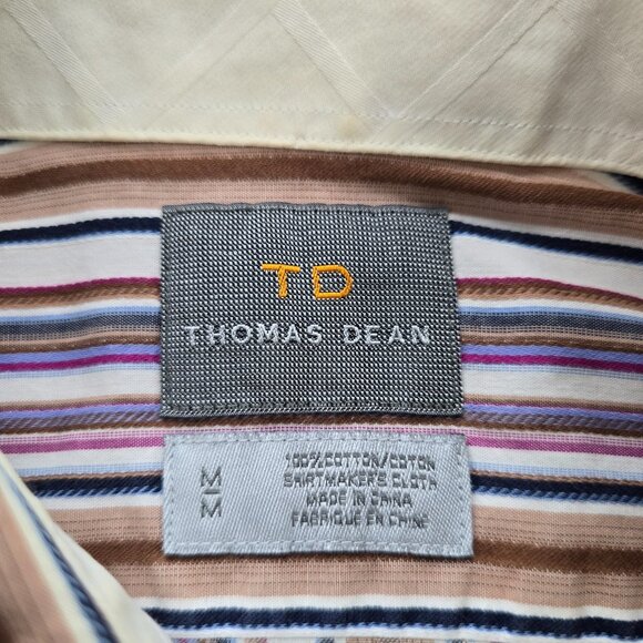 Thomas Dean Shirt Mens Medium/Large Multicolor Striped Button Up Long Sleeve - Picture 5 of 7